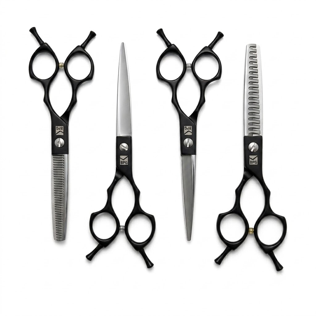 ست قیچی اقتصادی ۷ اینچ راستدست باربد پتگستر (شامل قیچی کات، منحنی و Thinning پیتاژ)